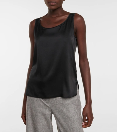 Shop Max Mara Leisure Pan Stretch-silk Tank Top In Black