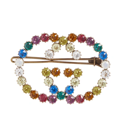 Shop Gucci Gg Embellished Hair Clip In Multicoloured