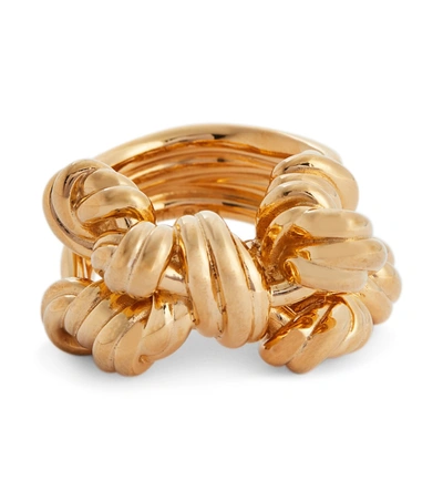 Shop Bottega Veneta Knot Gold-plated Sterling Silver Ring In Yellow Gold