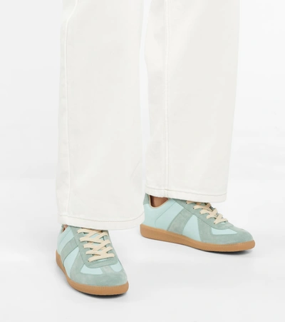 Shop Maison Margiela Replica Leather And Suede Sneakers In White