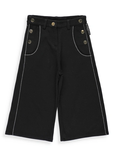 Shop Givenchy Kids Button Detail Wide Leg Pants In Black