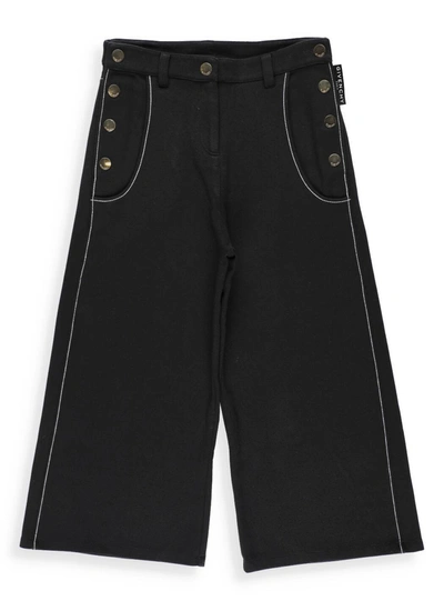 Shop Givenchy Kids Button Detail Wide Leg Pants In Black