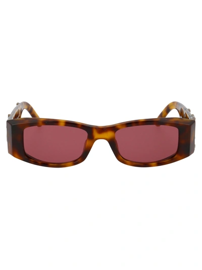 Shop Palm Angels Angel Logo Lettering Sunglasses In Brown