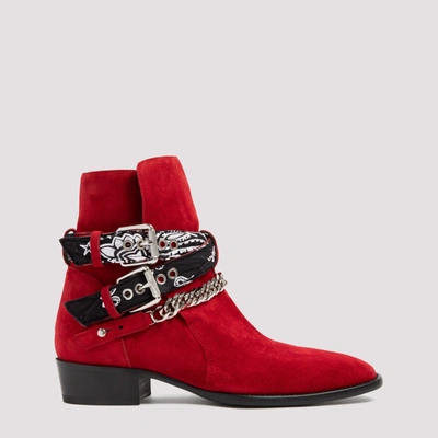 Shop Amiri Bandana Buckle Boots In Red