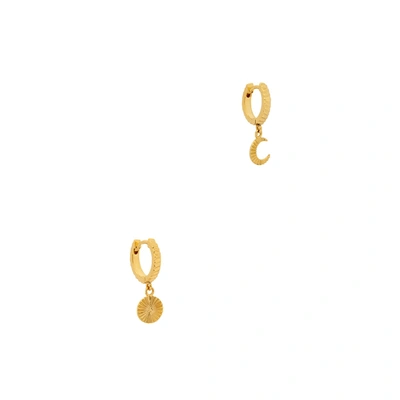 Shop Daisy London X Estée Lalonde Luna 18kt Gold-plated Hoop Earrings