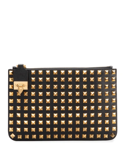 Shop Valentino Rockstud Small Flap Pouch Wallet In Black