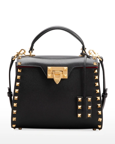 Shop Valentino Rockstud Alcove Small Top-handle Bag In Black