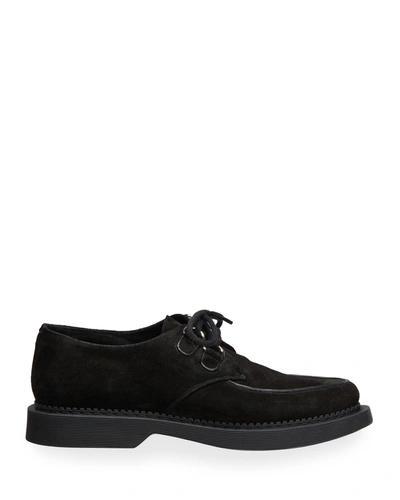 Shop Saint Laurent Men's Teddy 10 Suede Derby Shoes In Nero