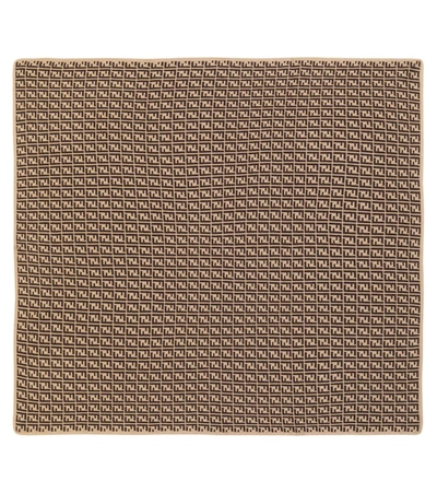 Shop Fendi Baby Ff Cotton And Cashmere Blanket In Brown