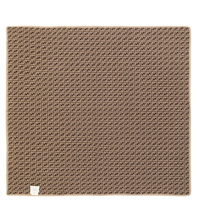 Shop Fendi Baby Ff Cotton And Cashmere Blanket In Brown