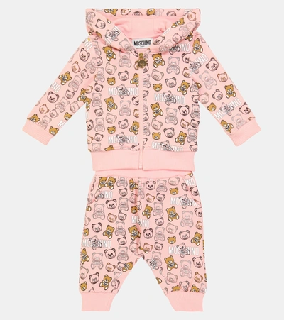 Shop Moschino Baby Stretch-cotton Hoodie And Sweatpants Set In Pink