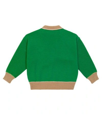 Shop Palm Angels Bear Intarsia Virgin Wool Sweater In Green