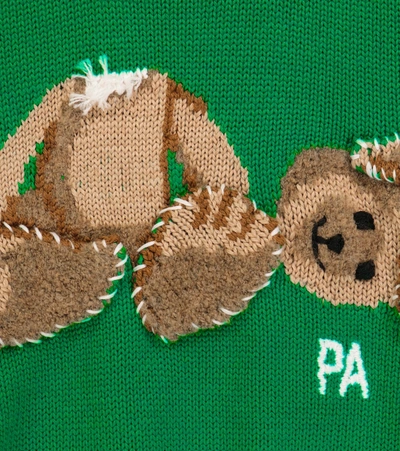Shop Palm Angels Bear Intarsia Virgin Wool Sweater In Green