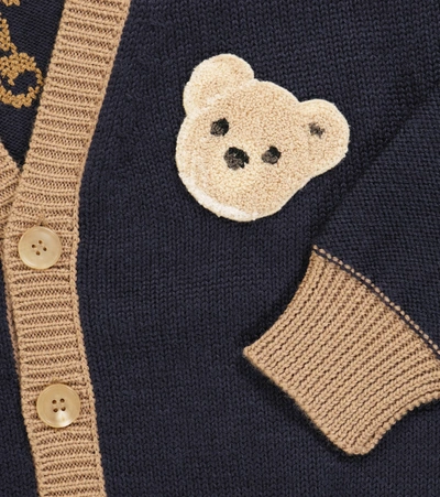 泰迪熊嵌花初剪羊毛开衫