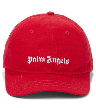 Shop Palm Angels Logo Cotton Cap In Red