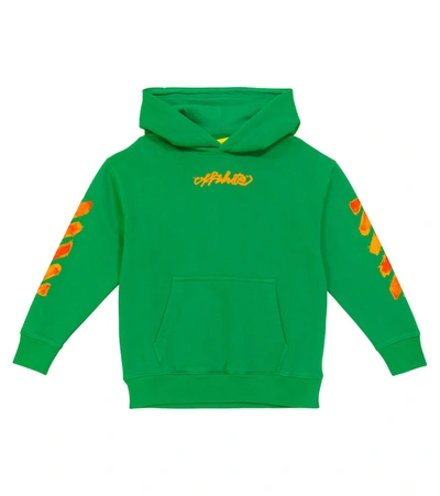 Shop Off-white Logo Cotton Hoodie In Green