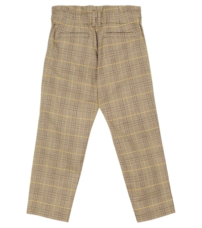 Shop Brunello Cucinelli Checked Stretch-cotton Pants In Brown