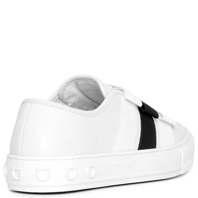 Shop Ferragamo Nataly White Bow Sneakers