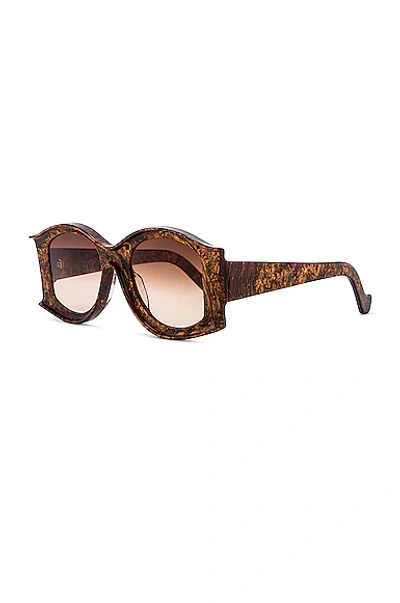 Shop Loewe Paula's Ibiza Round Acetate Sunglasses In Shiny Radica & Gradient Brown