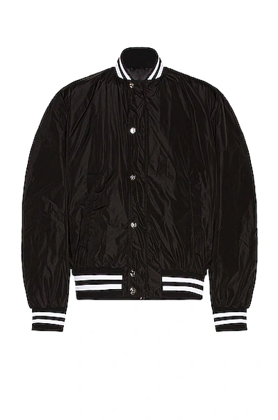 Shop Balmain Nylon Bomber Jacket In Black