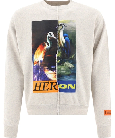 Shop Heron Preston Split Heron Print Sweatshirt In Grey