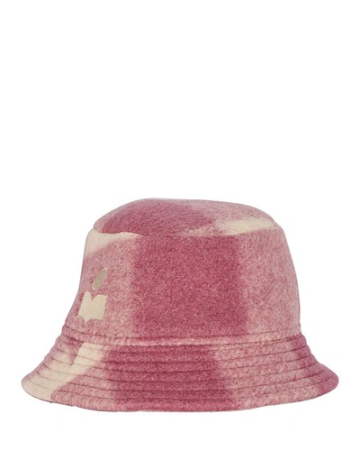 Shop Isabel Marant Haley Check Logo Bucket Hat In Pink