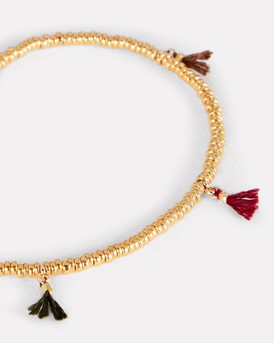 Shop Shashi Lilu Tassel Beaded Bracelet In Gold