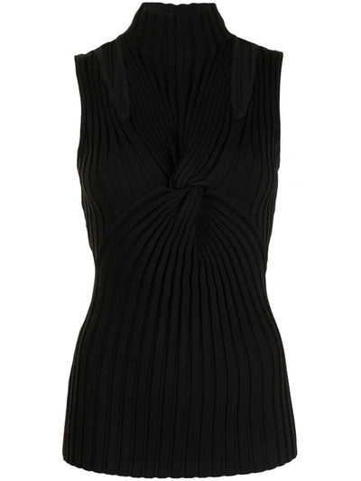 Shop Acler Collins Twist-front Ribbed Top In Schwarz