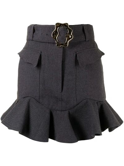 Shop Acler Nadia Pinstripe Belted-waist Skirt In Grau