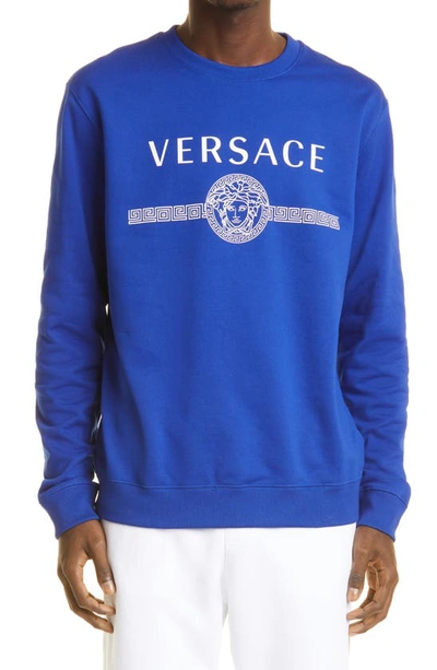 Shop Versace Medusa Logo Sweatshirt In Blue