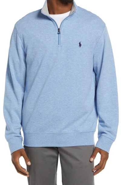 Shop Polo Ralph Lauren Double Knit Jersey Half Zip Pullover In Jamaica Heather