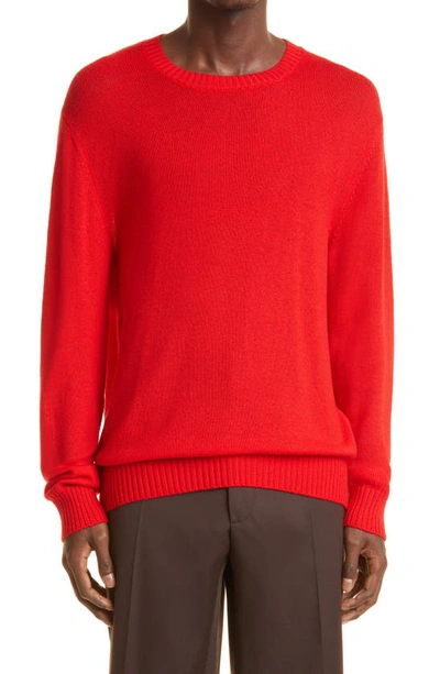 Shop Jil Sander Crewneck Wool Sweater In Medium Red