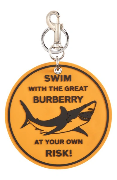 Shop Burberry Shark Key Ring In Orange