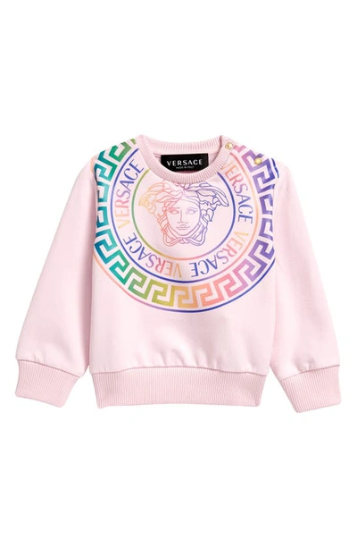 Shop Versace Kid's Oversize Logo Sweatshirt In Rosa Multi