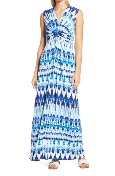 Shop Eliza J Twist Front Knit Maxi Dress In Blue