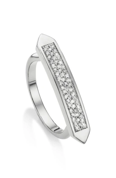 Shop Monica Vinader Baja Skinny Diamond Stacking Ring In Silver