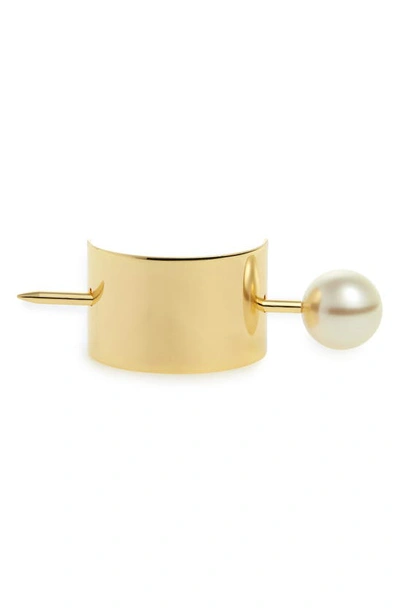 Shop L Erickson Imitation Pearl & Metal Hair Slide In Gold