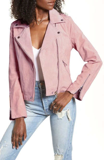 Shop Blanknyc Suede Moto Jacket In Pink Pearl
