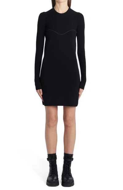 Shop Moncler Long Sleeve Knit Minidress In Black