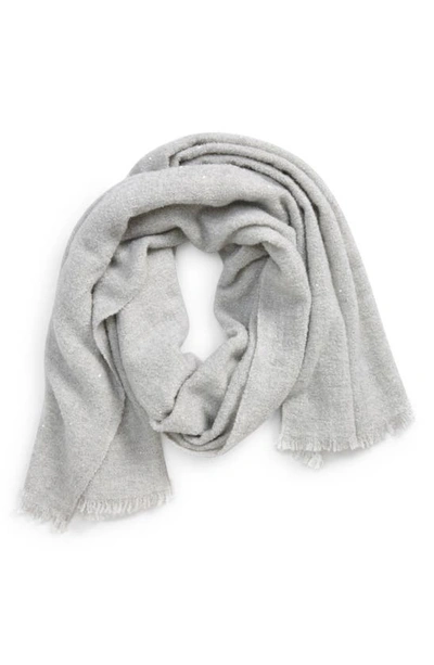 Brunello Cucinelli Sequin Cashmere Blend Scarf In Pearl