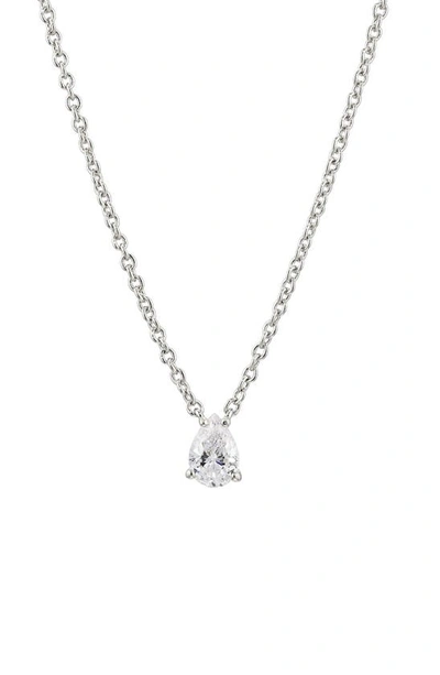 Shop Nadri Modern Luv Small Pear Cubic Zirconia Pendant Necklace In Rhodium