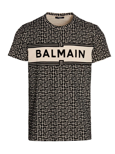 Shop Balmain Monogram T-shirt In Multicolor