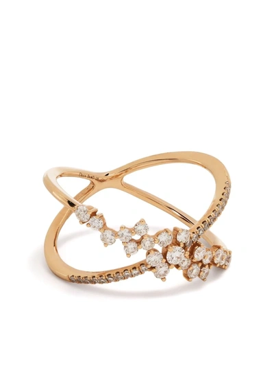 Shop Djula 18kt Rose Gold Fairy Tale Cross Diamond Ring In Rosa