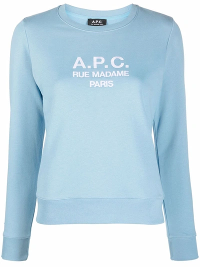 Shop Apc Logo-print Sweatshirt In Blau
