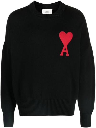 Shop Ami Alexandre Mattiussi De Coeur Sweater In Black