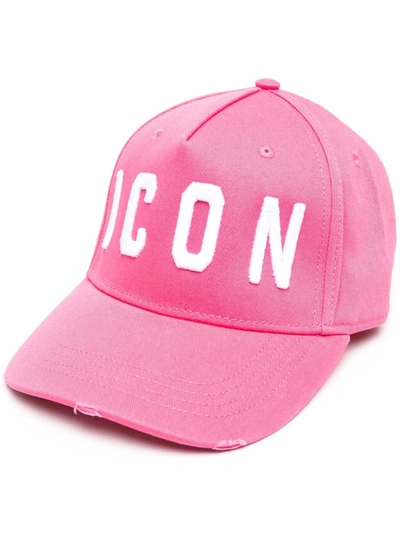 Shop Dsquared2 Pink Embroidered Logo Baseball Cap