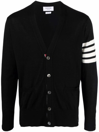 Shop Thom Browne Intarsia-knit 4-bar Stripe Cardigan In Black