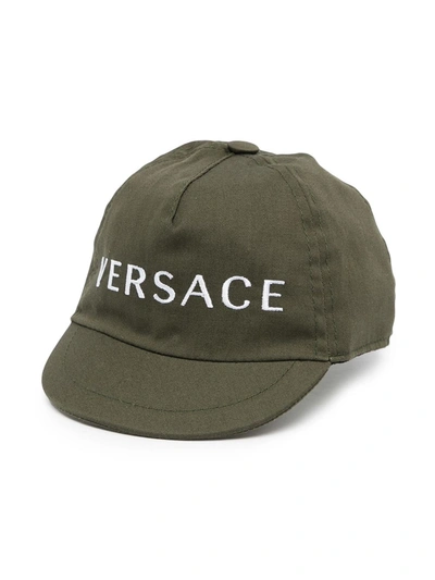 Shop Versace Embroidered-logo Cap In Green