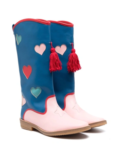 Shop Stella Mccartney Heart-patch Boots In Blue