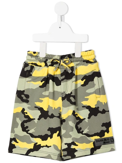Shop Dolce & Gabbana Camouflage Logo-patch Shorts In Green